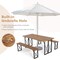 Natural Acacia Wood Patio Table And 2 Bench Set 6-Person Outdoor